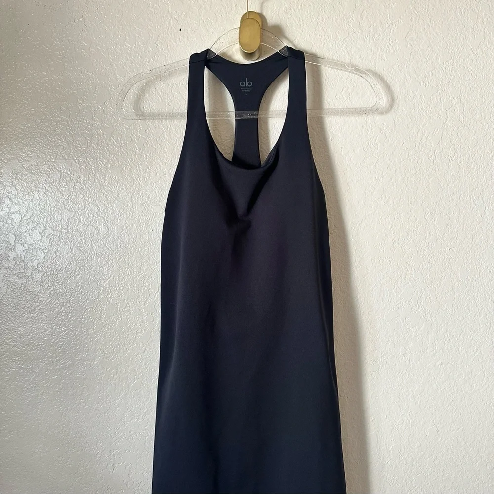 ALO Yoga Black Scoop Neck Racerback Mini Dress